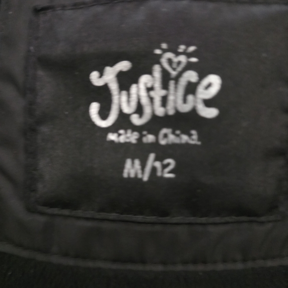 Justice Black Puffer Coat with Faux Fur Hood - Picture 6 of 10